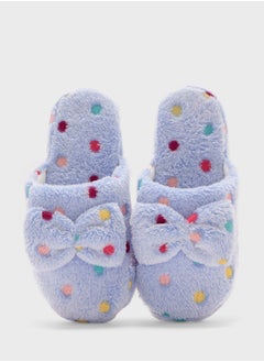 Ginger Polka Dot Bow Detail Bedroom Slippers  - Image 4