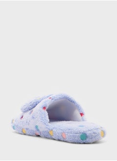 Ginger Polka Dot Bow Detail Bedroom Slippers  - Image 2