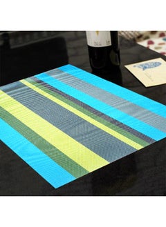 European Style PVC Placemat Diagonal Double Color Non-Slip Heat-Resistant Dining Table Insulation Bowl Plate Mat Western Food Insulation Mat Coaster-Color:Colorful Horizontal Stripes Blue # C1D96 #-Specifications:It Is Recommended To 300 A Box Multiple Order.