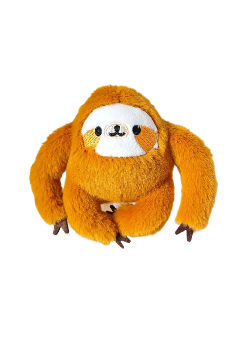 10cm Orange Sloth Plush Toy Pendant, Cute Soft Plush Doll Toy Boy Girl Birthday Gift - Image 1