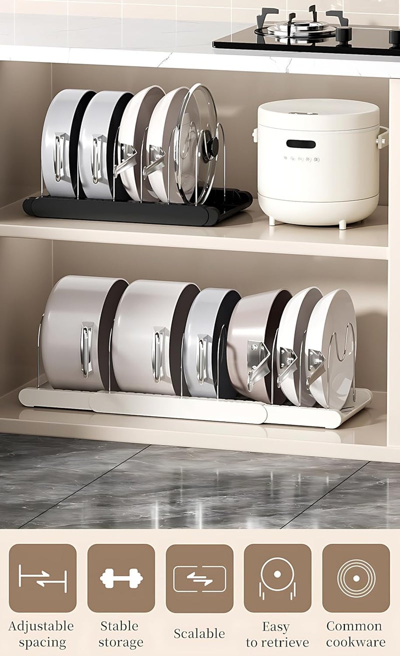 Breewell CrossBorder Popular Pot Storage Rack MultiLayer Adjustable Kitchen Storage Rack MultiFunctional Desktop Retractable UPot Lid Rack - Image 4