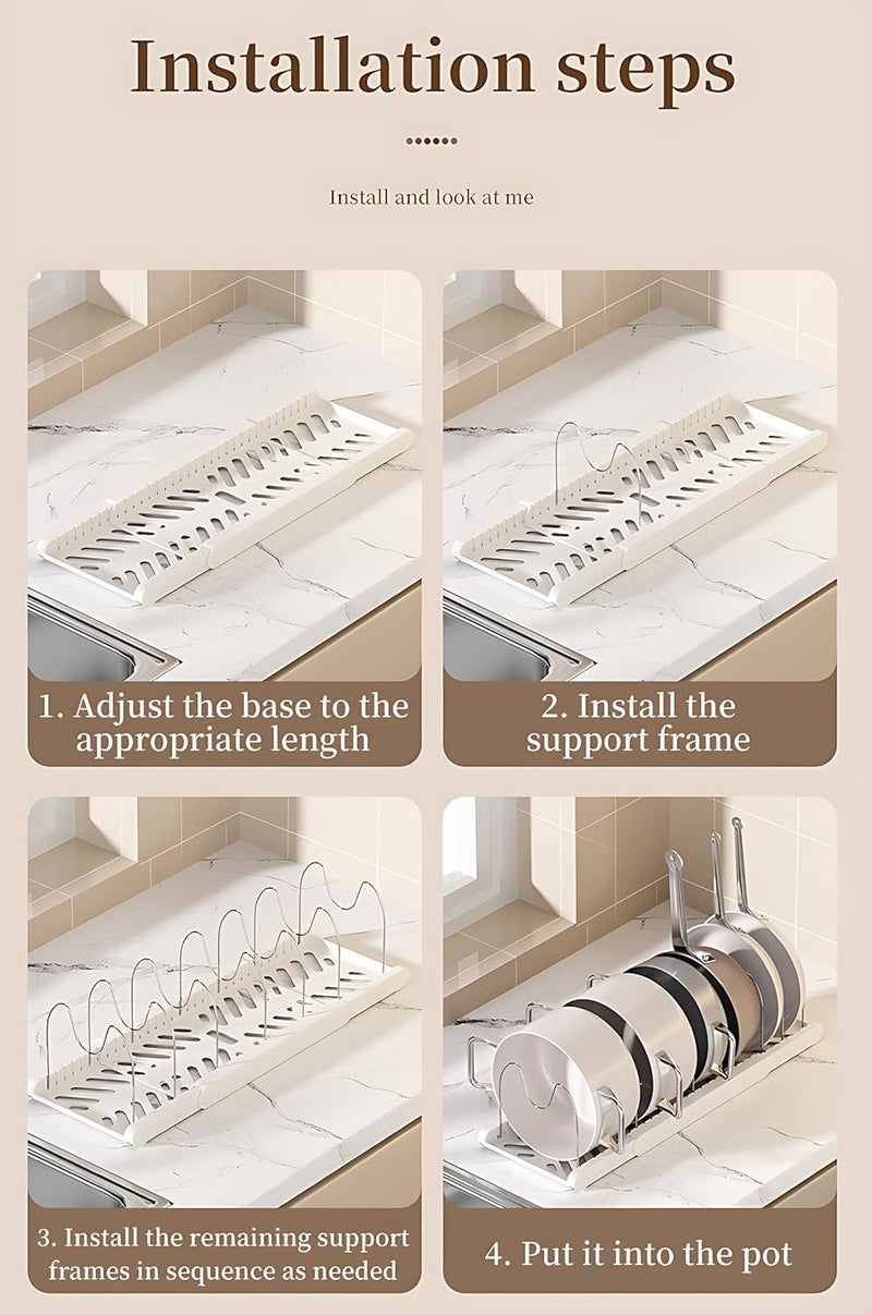 Breewell CrossBorder Popular Pot Storage Rack MultiLayer Adjustable Kitchen Storage Rack MultiFunctional Desktop Retractable UPot Lid Rack - Image 5