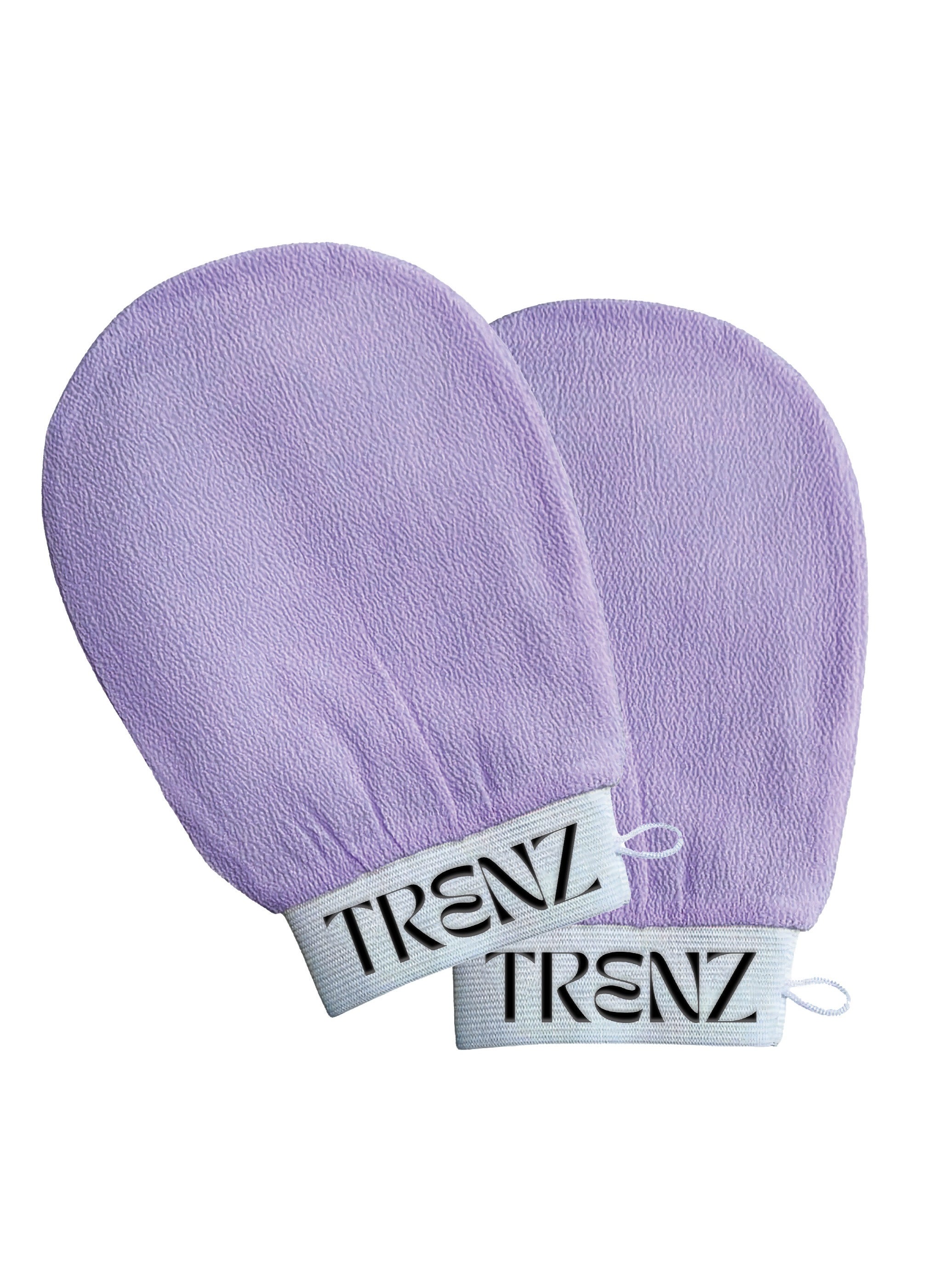 TRENZ Korean loofah for cleaning the skin and exfoliating the skin, viscose shower glove for making Moroccan bath at home, purple color-2pcs 