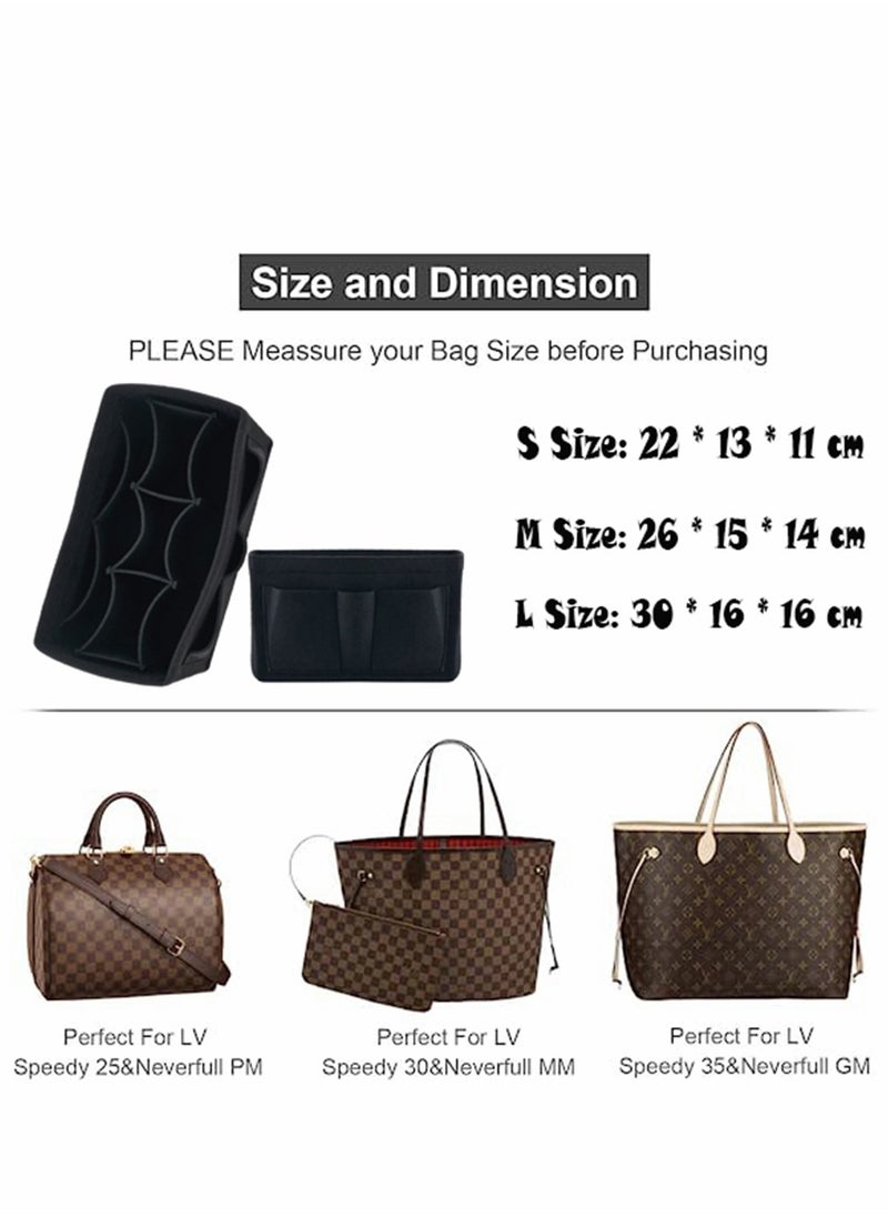 Generic Purse Organizer Insert, Women Felt Bag Organizer Insert, Multi-Pocket Bag in Bag for Womens Handbag Travel Tote Hobo Bag Storage Purse Liner Divider for Any Brand Tote, Black, S Size  - Image 4