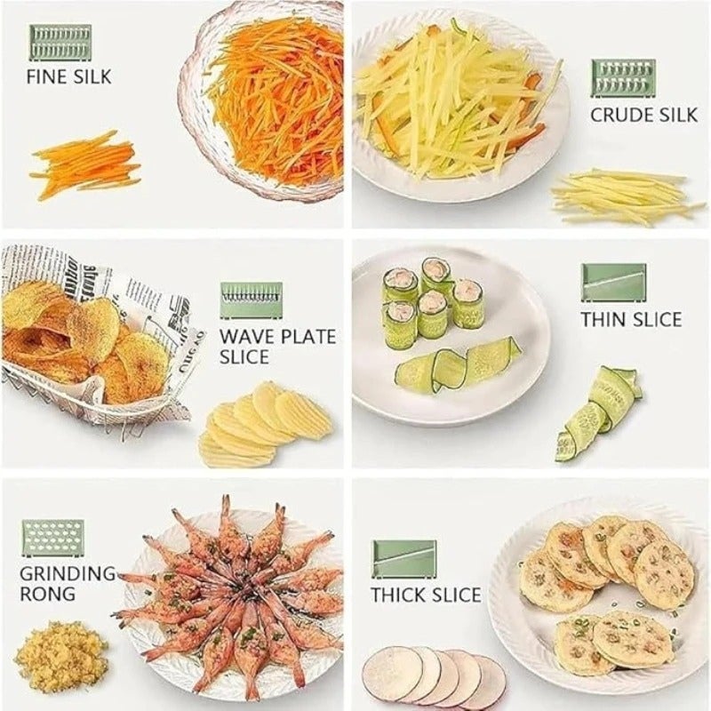 7-Piece Stainless Steel Mandoline Slicer, One-Click Switching, for Potatoes & Carrots - Image 4