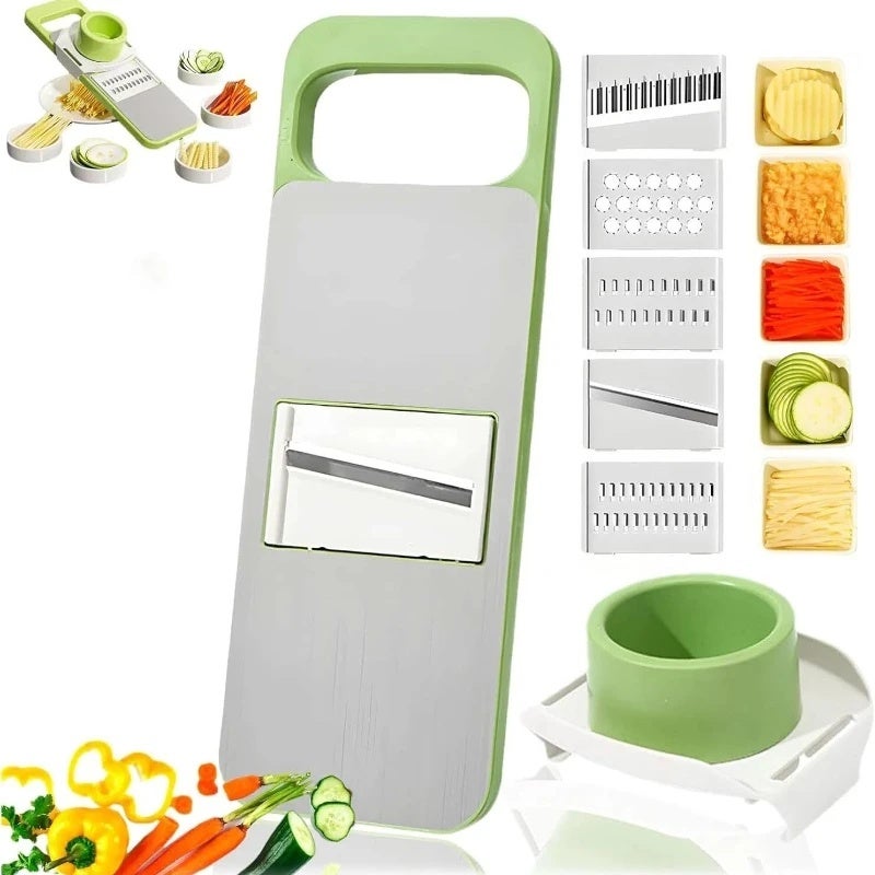 7-Piece Stainless Steel Mandoline Slicer, One-Click Switching, for Potatoes & Carrots - Image 1