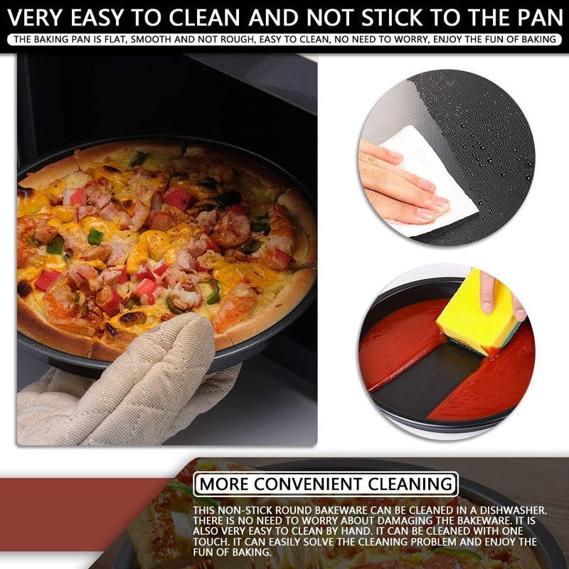 DEVANI IMPEX 3PCS Pizza Baking Pan Black Baking Sheets for Oven Nonstick Round Pizza Tray Bakeware Carbon Steel Sheet Pans for Cooking Multifunction - Image 5