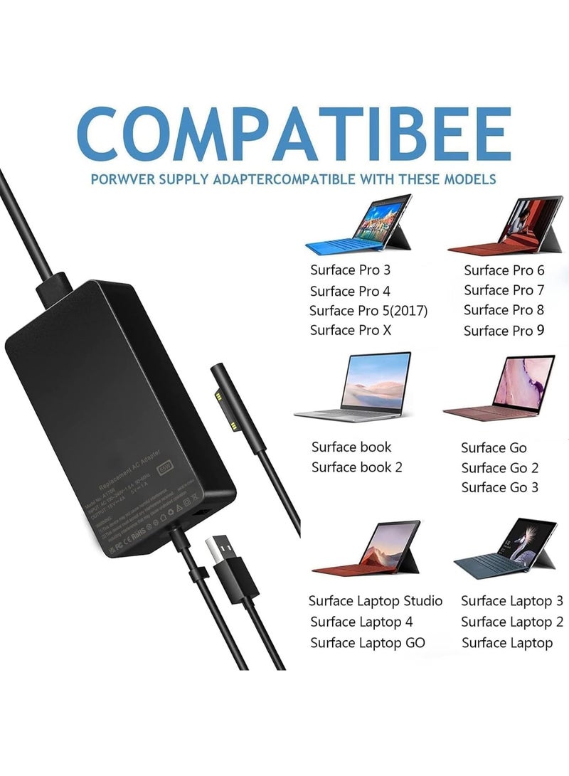 شاحن لابتوب USB-C بقدرة 65W متوافق مع أجهزة Surface Pro Book Go يدعم شحن سريع 44W 36W 24W - Image 5