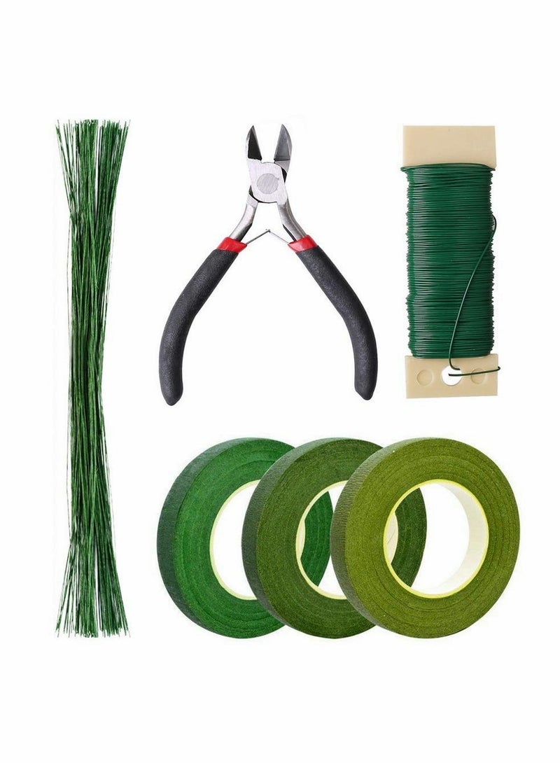 KASTWAVE Floral Arrangement Kit, Floral Tapes & Wraps Wire Cutter Green Tape 22 Guage Stem Wire 26 Greenl for Bouquet Wrap Florist - Image 1