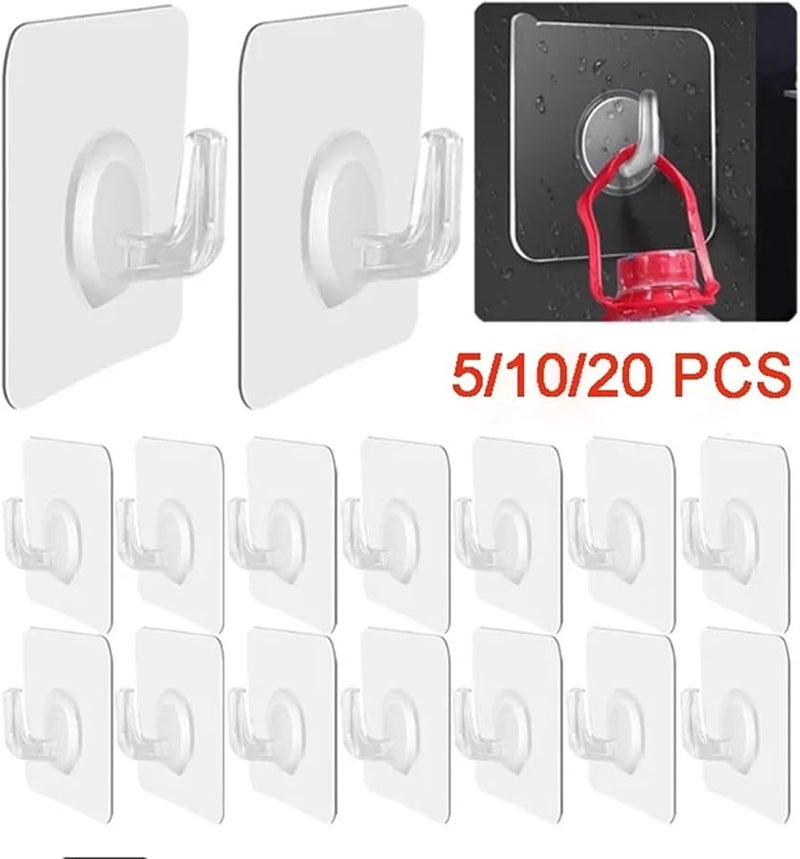 ب 20 قطعة خطافات حائطية ذاتية اللصق للحمل الثقيل للمطبخ والحمام وباب المنشفة وحامل المفاتيح - Image 3