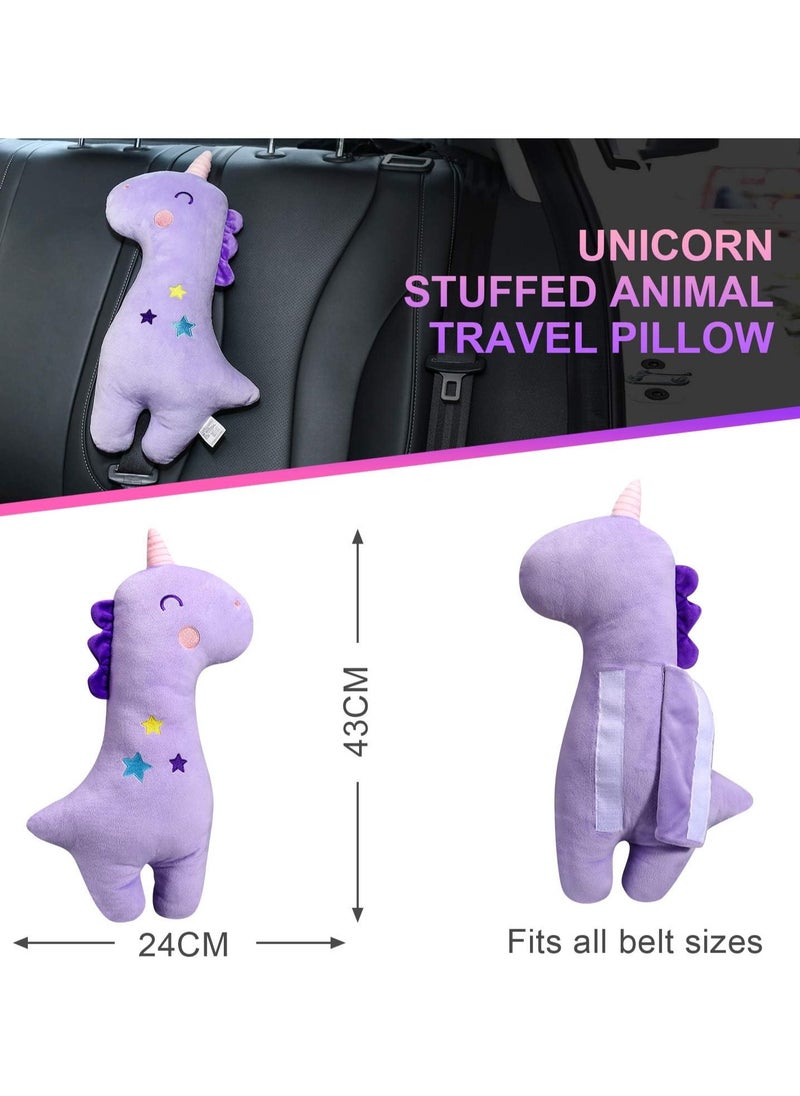 ORiTi - Unicorn Seat Belt Pillow Kids Unicorn Seat Belt Cover, Vehicle Shoulder Pads, Car Seatbelt Cushion for Kids, Seat Strap Pillows Kids, Animal Travel Pillow (Purple) - Image 1