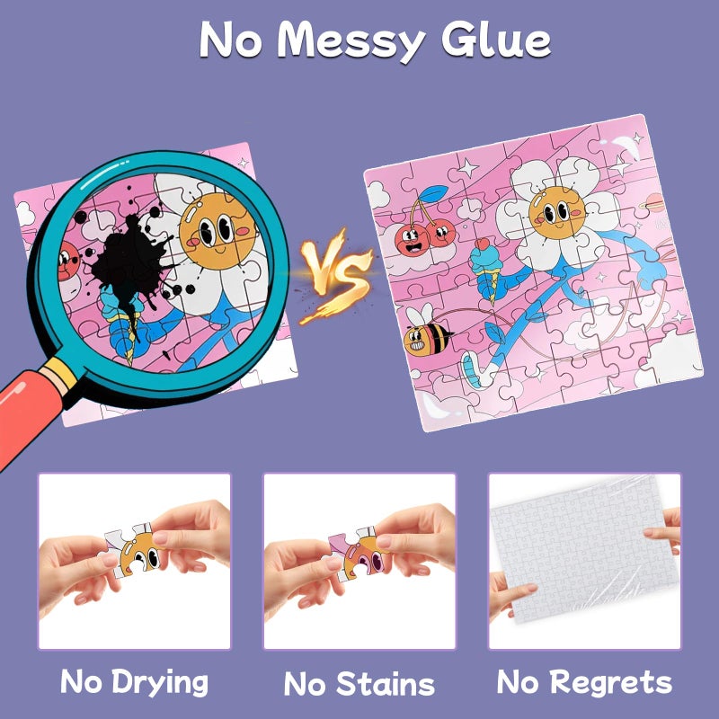 KIAFUM Adhesive Puzzle Saver Sheets, 8pcs Puzzles Glue Sheets, Peel and Stick Puzzle Sticker Sheets Preserve 1000 Pieces Jigsaw Puzzles in Minutes - Image 4