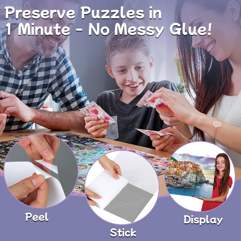 KIAFUM Adhesive Puzzle Saver Sheets, 8pcs Puzzles Glue Sheets, Peel and Stick Puzzle Sticker Sheets Preserve 1000 Pieces Jigsaw Puzzles in Minutes - Image 3