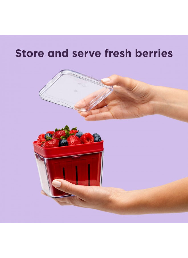 Chef'n Bramble Berry Basket and Colander (1-Quart, Cherry)