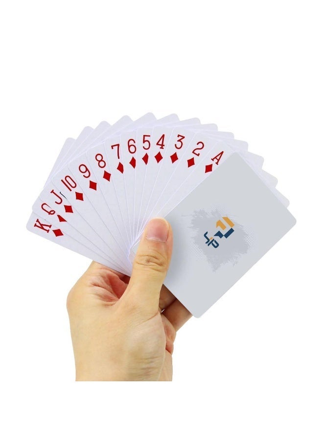 فور بلس ورق بلوت 4P اصلي عالي الجودة ومقاوم للكسر - لون أبيض - 54 ورقة لعب بحافظة سحب أنيقة لحفظ أوراق اللعب - Image 2