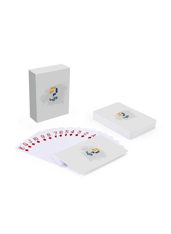 فور بلس ورق بلوت 4P اصلي عالي الجودة ومقاوم للكسر - لون أبيض - 54 ورقة لعب بحافظة سحب أنيقة لحفظ أوراق اللعب - Image 3