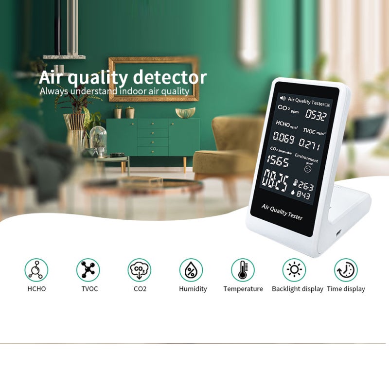 Indoor Portable CO2 Detector Multifunctional Thermohygrometer Home Digital Air Detector Intelligent Air Quality Analyzer Household Air Pollution Monitor - Image 2