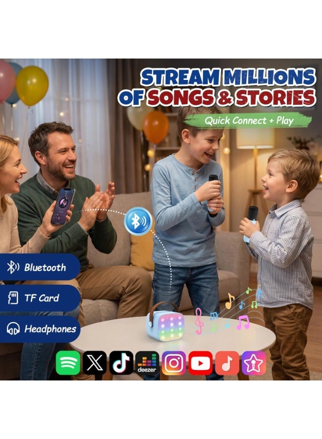 Kids Portable Bluetooth Karaoke Machine Speaker Set with 2 Wireless Microphones & 18 Pre-Loaded Songs – Musical Singing Toy & Birthday Gift for Boys & Girls Aged 3-8+ Years (Multicolor) - Image 5