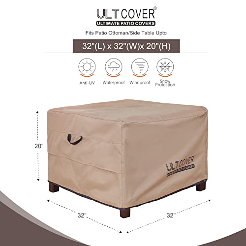 ULTCOVER Waterproof Patio Ottoman Cover Square Outdoor Side Table Furniture Covers Size 32L x 32W x 20H inch - Image 2