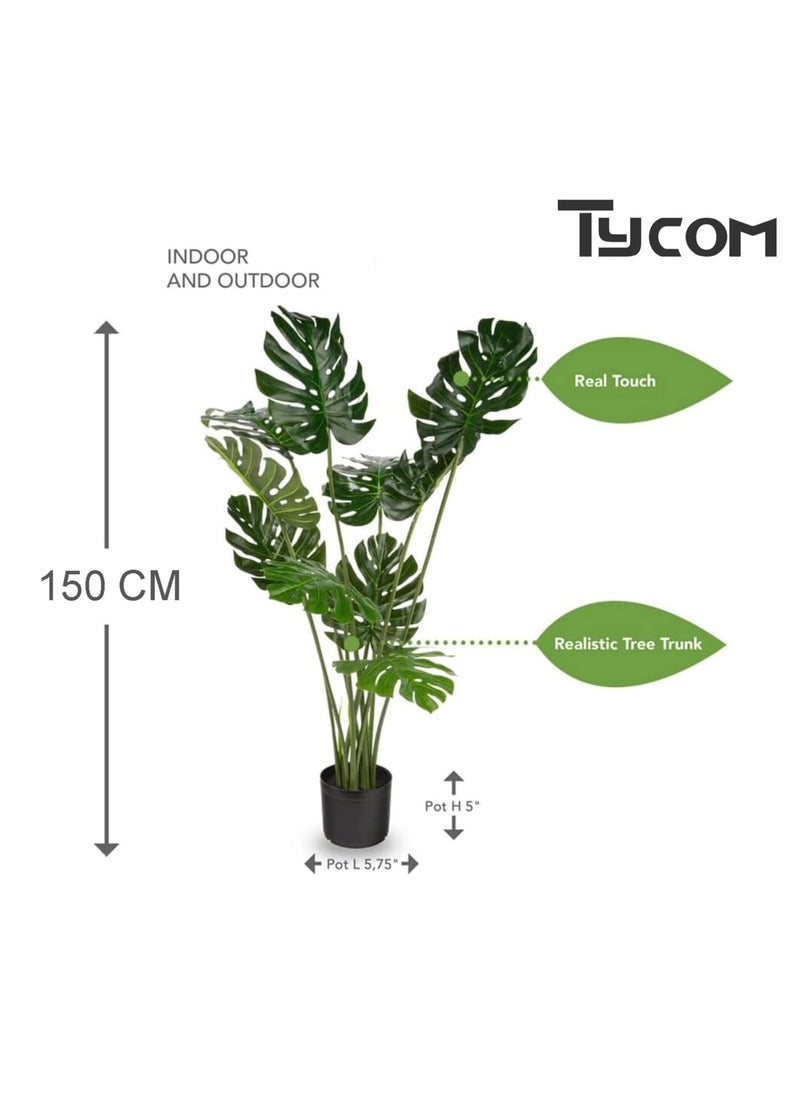 TYCOM Artificial Tree Fake Plants Fake Trees Faux Plants Indoor Realistic Plants for Office Home Room Store Decor Height 150 CM Monstera.  - Image 2