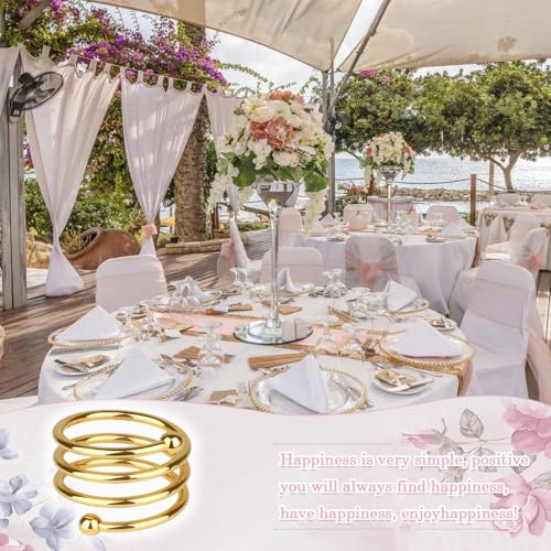MAKABEE 6Pcs Gold Napkin Rings Round Napkin Ring Set of 6 Napkin Holders for Cloth Napkins for Wedding, Thanksgiving, Fall Party, Valentines Day, Easter Table Decor. - Image 2