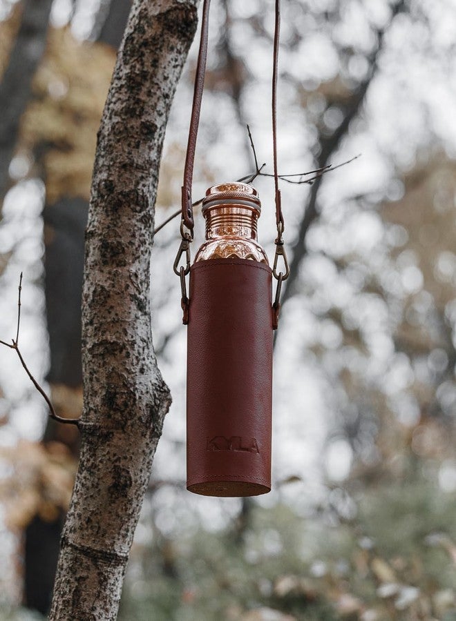 KYLA 100% Pure Copper Water Bottle for Drinking – Large 30 Oz Wide Mouth, Honeycomb Ayurvedic Copper Water Bottle with Straw – Handcrafted Leak-Proof Vessel, Reusable & BPA-Free - Image 2