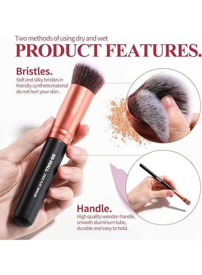 BS مول بي اس مول فرش مكياج طقم فرش مكياج خامة صناعية فاخرة فاونديشن بودرة كونسيلر ظلال عيون روز جولدن 14 قطعة عبوة واحدة - Image 2