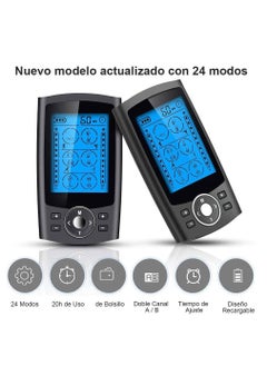 MHD Dual Channel 24 Modes Digital Electric Shock Therapy Pulse Massager TENS Unit Muscle Stimulator Machine for Back, Neck, Sciatica, Nerve Pain Relief with 10 Pads, Dust-Proof Drawstring Storage Bag  - Image 2