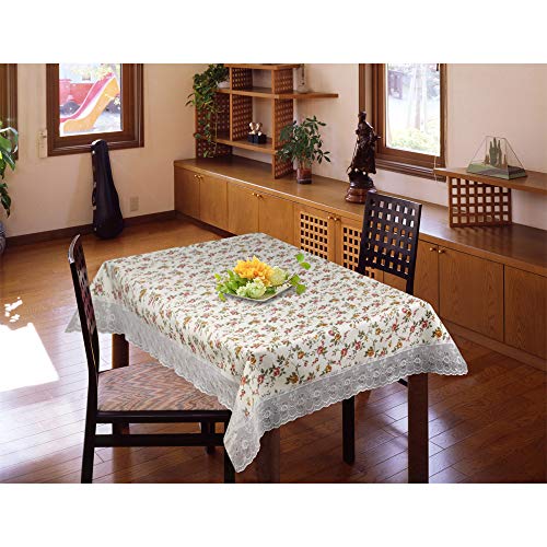 Freelance Tuscany PVC Table Cover Cloth for Centre/Center Table, Rectangle 60x36 Inches (with White Border Edge Lace) - Waterproof Plastic Coffee Table Cloth, Product of Meiwa, Japan - Image 1