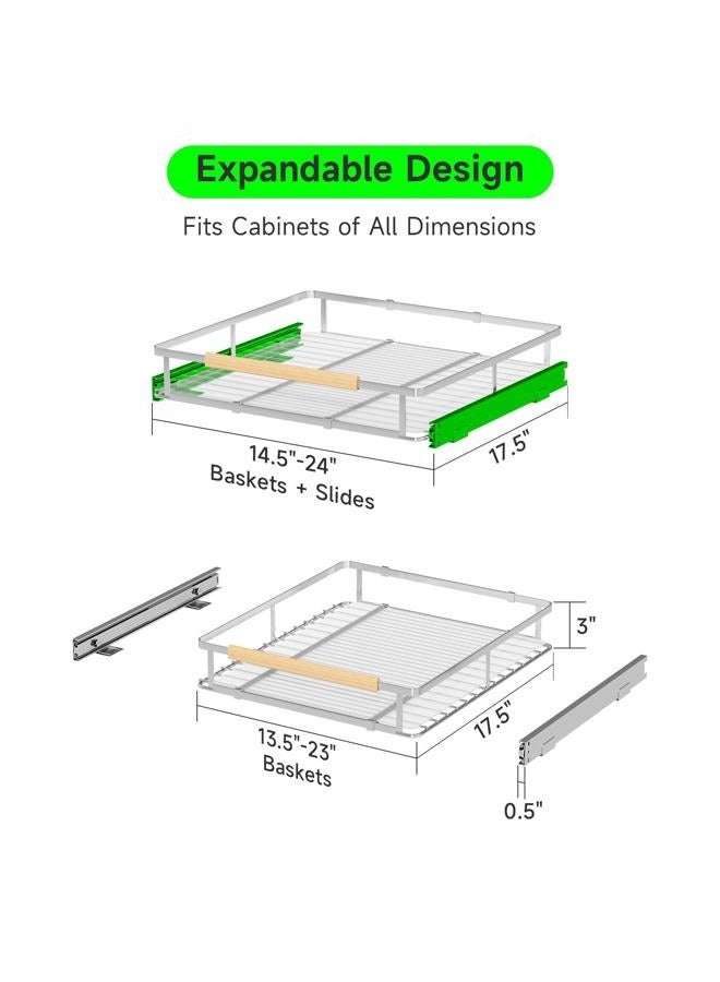 SOFRON Expandable Pull Out Drawers for Cabinets, Kitchen Cabinet Slide Out Shelves, Adjustable Roll Out Drawers, Medium 1 Pack - Image 2