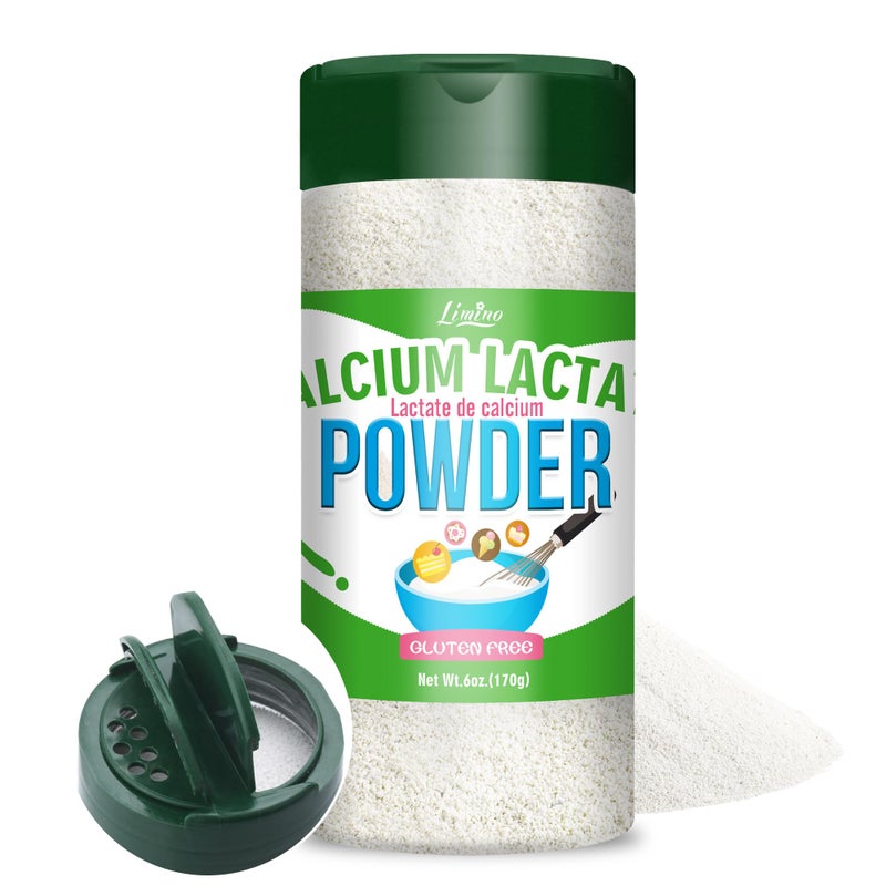 Calcium Lactate Powder 6oz Pure Calcium Lactate FoodGrade Helps Neutralize Food Acidity NonGMO Food Stabilizer and Bulking Agent for Dairy Products Breads Pastries Ice Cream Jellies