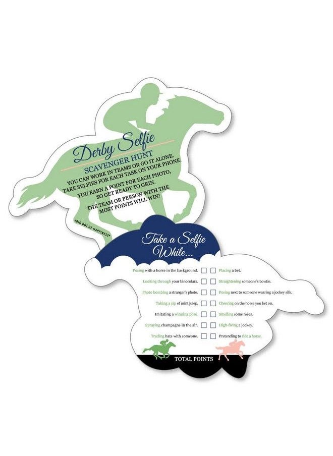 Big Dot of Happiness Kentucky Horse Derby Selfie Scavenger Hunt Horse Race Party Game Set Of 12  - Image 1