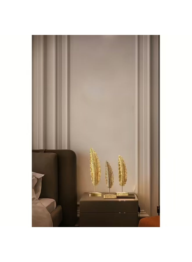 NAMA 3-piece Polyester decorative feather set, gold color - Image 2