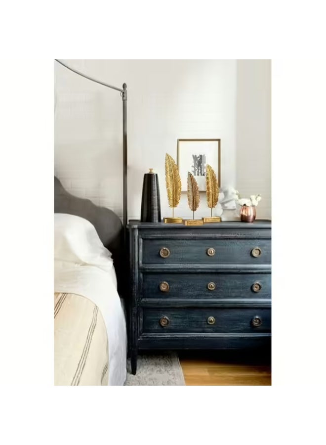 NAMA 3-piece Polyester decorative feather set, gold color - Image 4