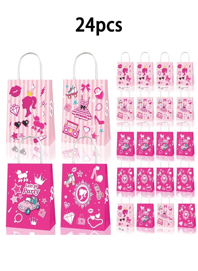 Zeemey 24 PCS Barbie Children's Gift Bags – Large & Small Gift Bags for Girls, Children's Gift Wrapping, Birthday Gift Bag Set, Distribution Bags for Children's Birthday Gifts, Gifts and Distributions 21*16*8 - Image 1