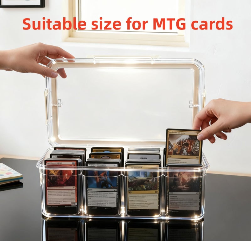 PUGED MTG Card Storage Box 3100+ Acrylic Large Trading Card Box Clear Organizer Display Case with Portable Handle 4 Removable Case for MTG TCG Cards - Image 5
