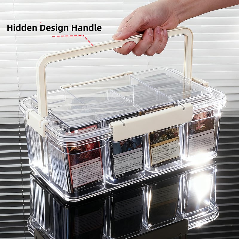 PUGED MTG Card Storage Box 3100+ Acrylic Large Trading Card Box Clear Organizer Display Case with Portable Handle 4 Removable Case for MTG TCG Cards - Image 4