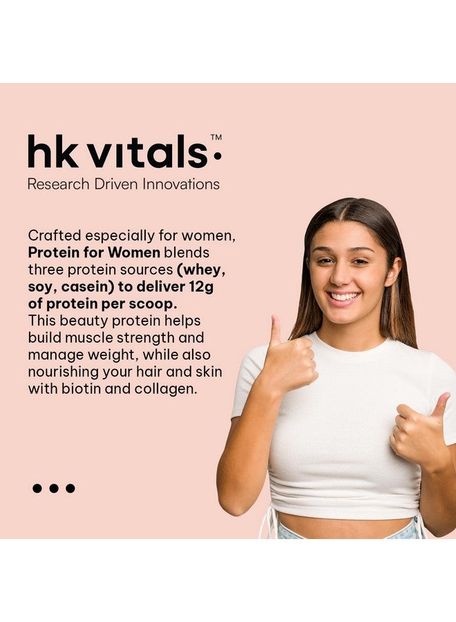 HealthKart HK Vitals Protein For Women with Soy (Chocolate, 400g) with 650ml Shaker | Combo Pack | Whey Protein, Collagen, Vitamin C, E & Biotin, for Strength and Beauty - Image 3