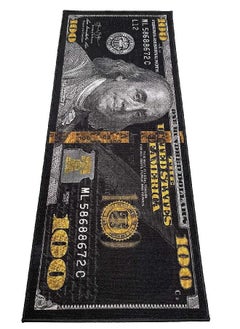 HUAHOO HUAHOO Black Money Rugs 100 Dollar Bill Area Rug Door Mat Runner for Living Room Bedroom Indoor Outdoor Rug 22" x 53"  - Image 1