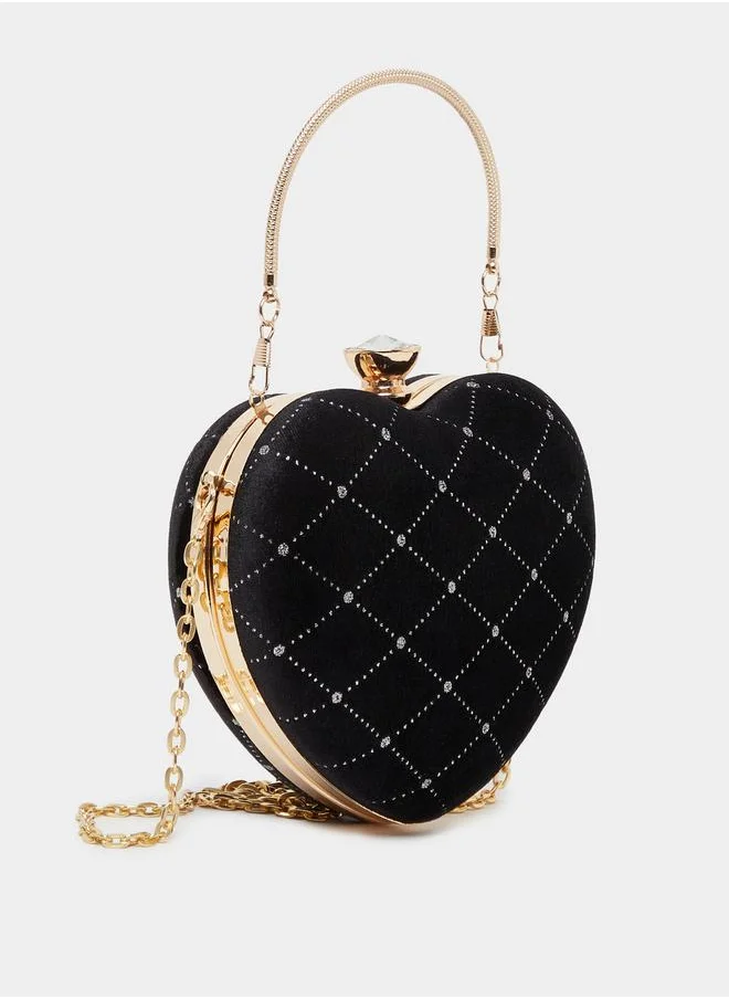 Styli Heart Clutch with Chain Strap