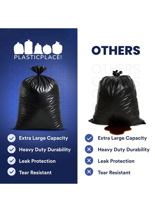Plasticplace أكياس قمامة سعة 95-96 جالون │ 1.2 مل │ أكياس قمامة ثقيلة سوداء │ لفات │ 61” × 68” (15 قطعة) - Image 5