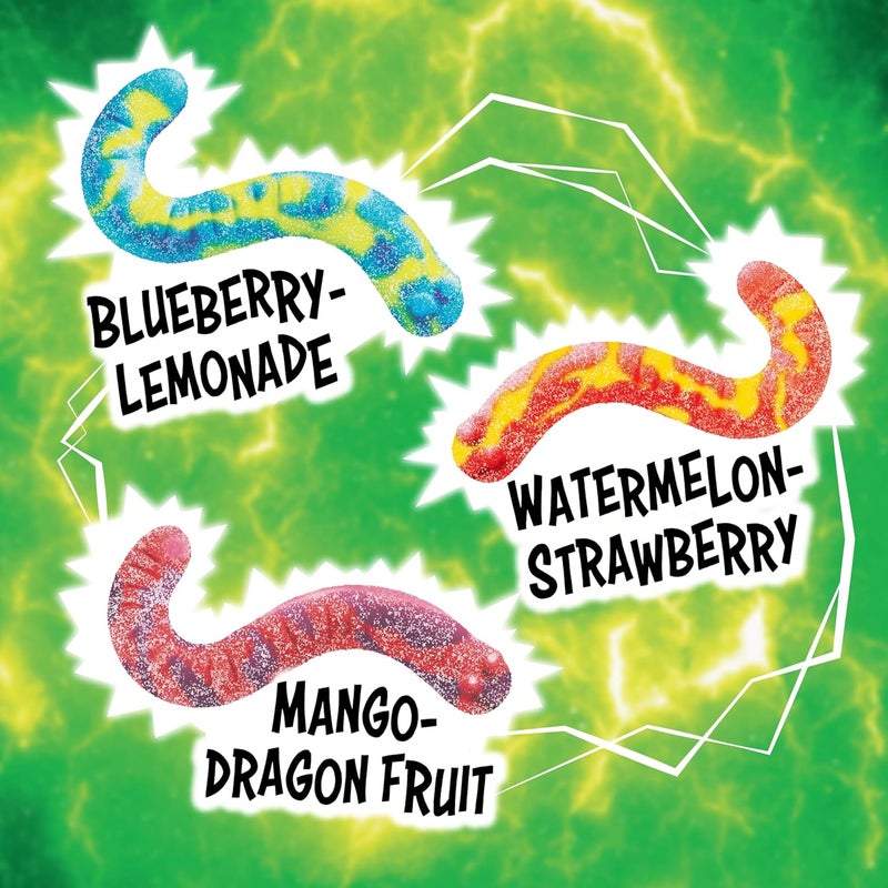 TROLLI حلوى ترولي الحامضة الكهربائية الزاحفة، كيس 6.3 أونصة - نكهات نابضة بالحياة من البطيخ والفراولة، التوت والليمون، والمانجو وفاكهة التنين - Image 5