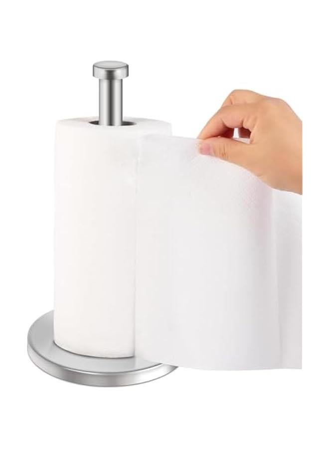 هوكور حامل مناشف ورقية لسطح الطاولة من لوك روزي، حامل مناشف ورقية من الستانلس ستيل، نيكل مصقول، مع قاعدة صلبة من الستانلس ستيل، حامل لفافات المناشف الورقية للبكرات القياسية او الكبيرة (فضي) - Image 2