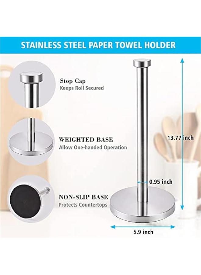 هوكور حامل مناشف ورقية لسطح الطاولة من لوك روزي، حامل مناشف ورقية من الستانلس ستيل، نيكل مصقول، مع قاعدة صلبة من الستانلس ستيل، حامل لفافات المناشف الورقية للبكرات القياسية او الكبيرة (فضي) - Image 3