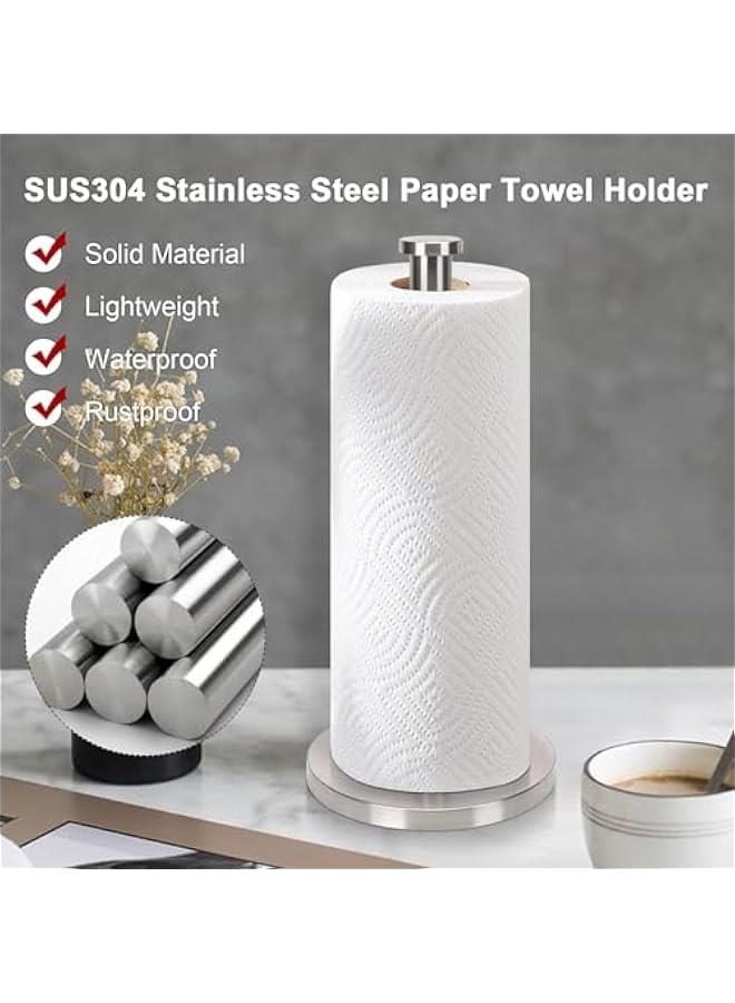 هوكور حامل مناشف ورقية لسطح الطاولة من لوك روزي، حامل مناشف ورقية من الستانلس ستيل، نيكل مصقول، مع قاعدة صلبة من الستانلس ستيل، حامل لفافات المناشف الورقية للبكرات القياسية او الكبيرة (فضي) - Image 4