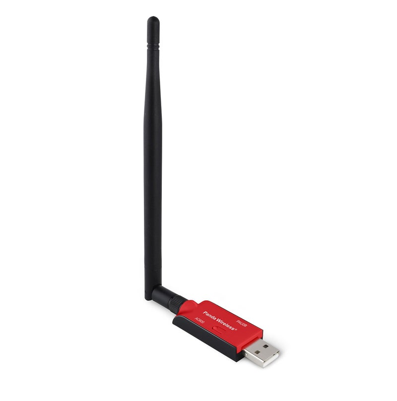 Panda Wireless® PAU0B AC600 Dual Band (2.4GHz and 5GHz) Wireless N USB Adapter W/High Gain Antenna - Windows 7/8/8.1/10/11, Zorin, Mint, Ubuntu, openSUSE, Fedora, Kali Linux and Raspbian - Image 1