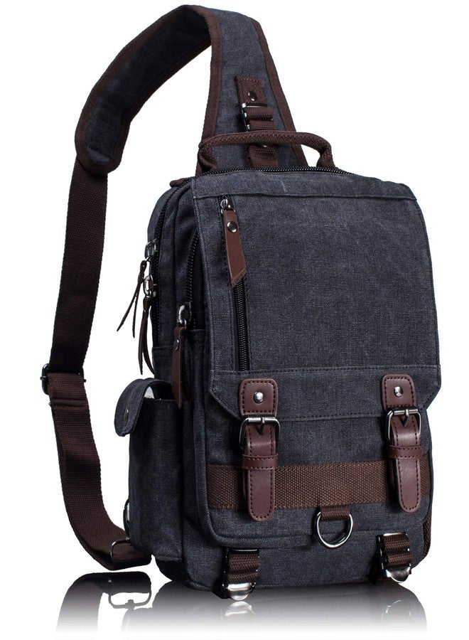 Leaper Retro Canvas Messenger Bag for Men Crossbody Bag Sling Bag Women Shoulder Bag Crossbody Handbags Mens Satchel Black, L - Image 1