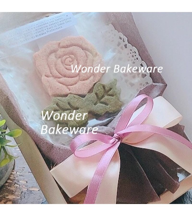 Rose Flower Plastic Cookie Cutters With Leaf Mold And Stamp For Valentine Day Baking - Image 4