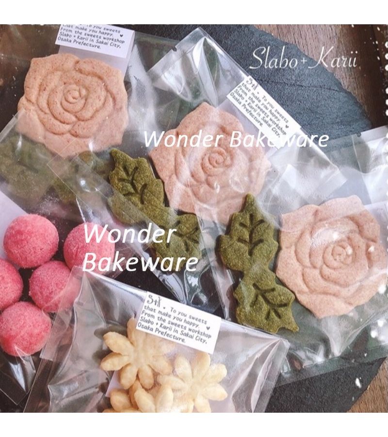 Rose Flower Plastic Cookie Cutters With Leaf Mold And Stamp For Valentine Day Baking - Image 5