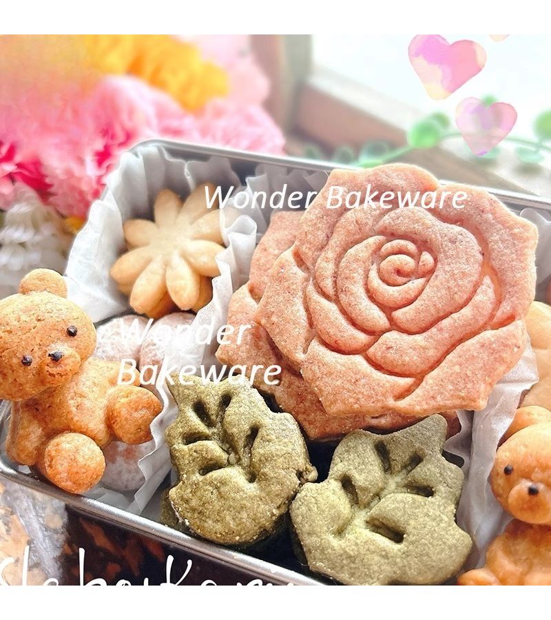 Rose Flower Plastic Cookie Cutters With Leaf Mold And Stamp For Valentine Day Baking - Image 2